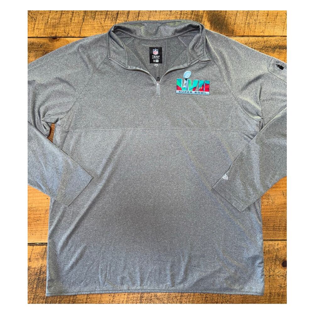 Mens‎ NFL New Era Team Apparel Super Bowl LVII 57 Gray 1/4 Zip Pullover Size XL - Picture 2 of 9